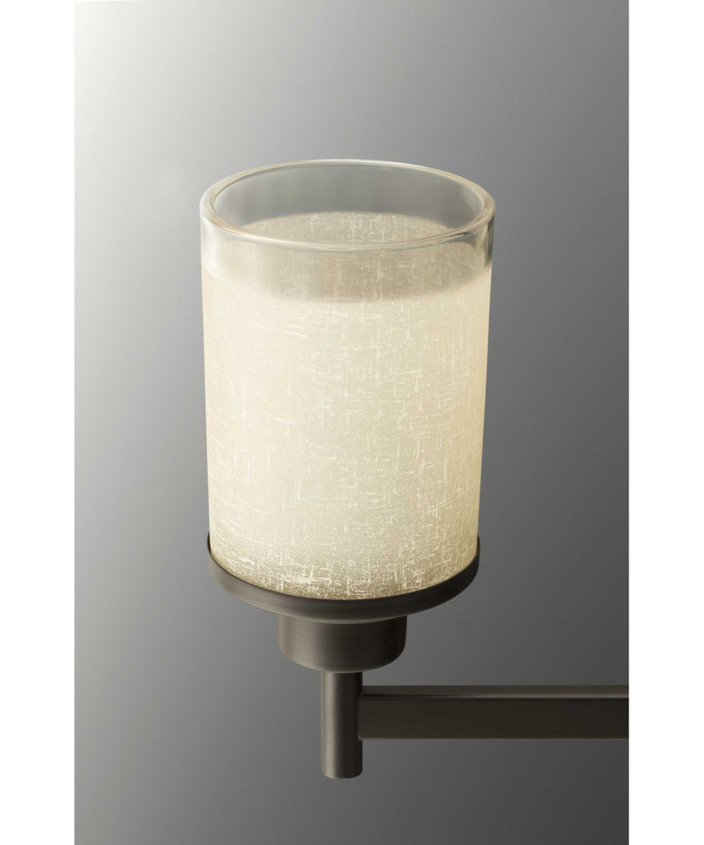 Alexa 3-Light Etched Umber Linen With Clear Edge Glass Modern Chandelier Light Antique Bronze
