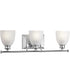 Lucky 3-Light Frosted Prismatic Glass Coastal Bath Vanity Light Polished Chrome
