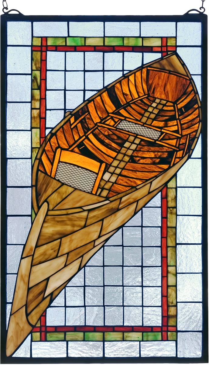25"H x 15"W Guideboat Stained Glass Window
