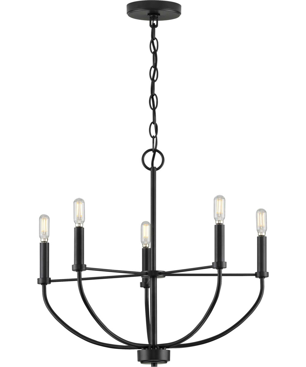 Leyden 5-Light Farmhouse Style Chandelier Matte Black
