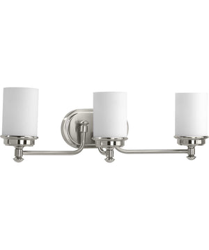Glide 3-Light Etched Opal Glass Coastal Bath Vanity Light Brushed Nickel