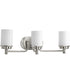Glide 3-Light Etched Opal Glass Coastal Bath Vanity Light Brushed Nickel