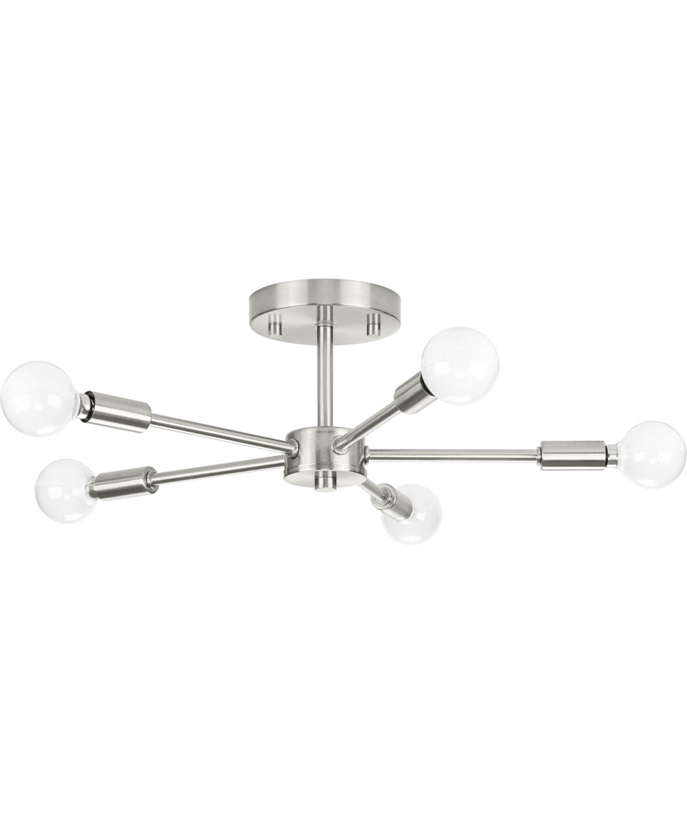 Delayne 5-Light Mid-Century Modern Semi-Flush Mount Light Brushed Nickel