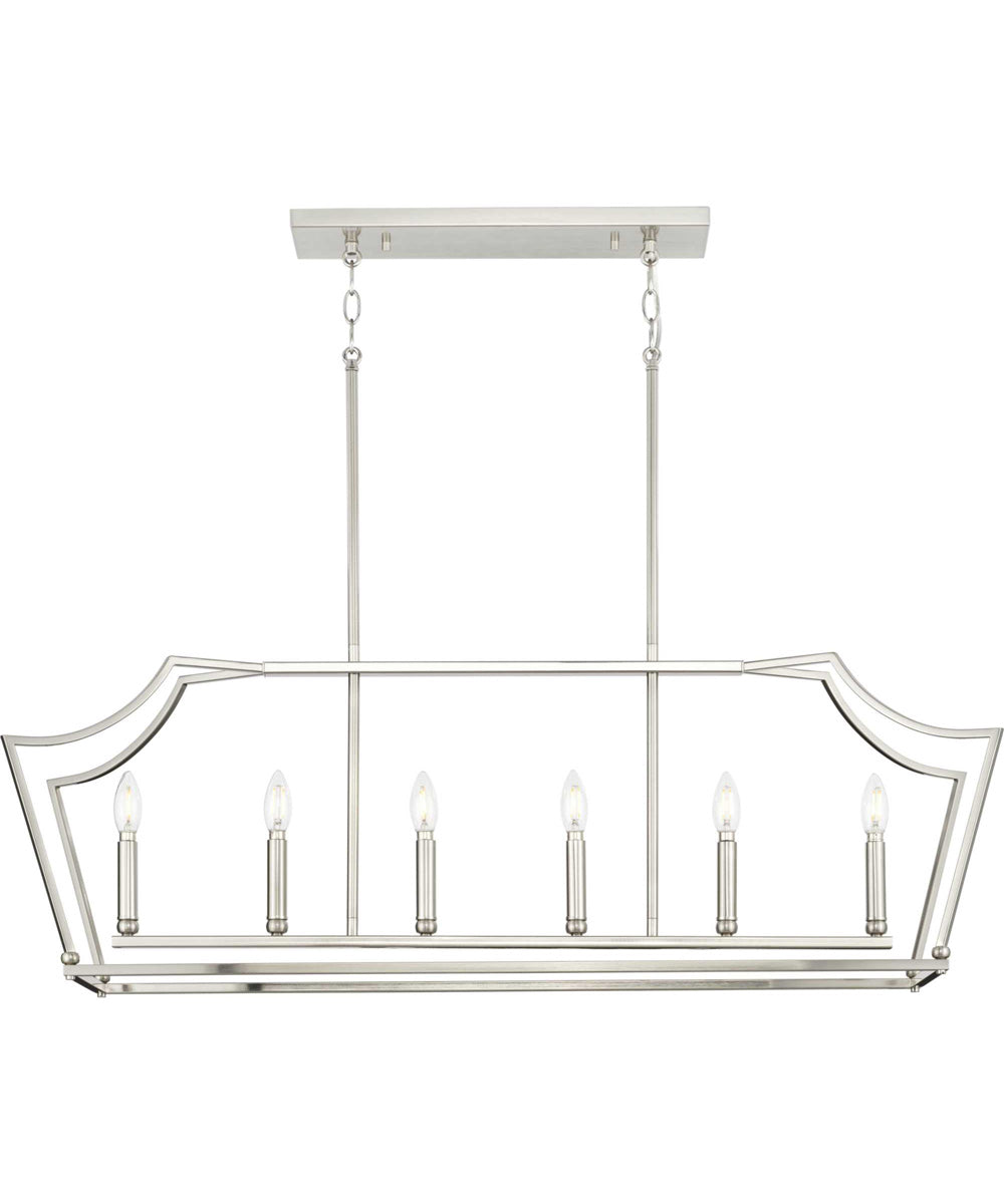Parkhurst 6-Light New Traditional  Linear Island Chandelier Light Brushed Nickel