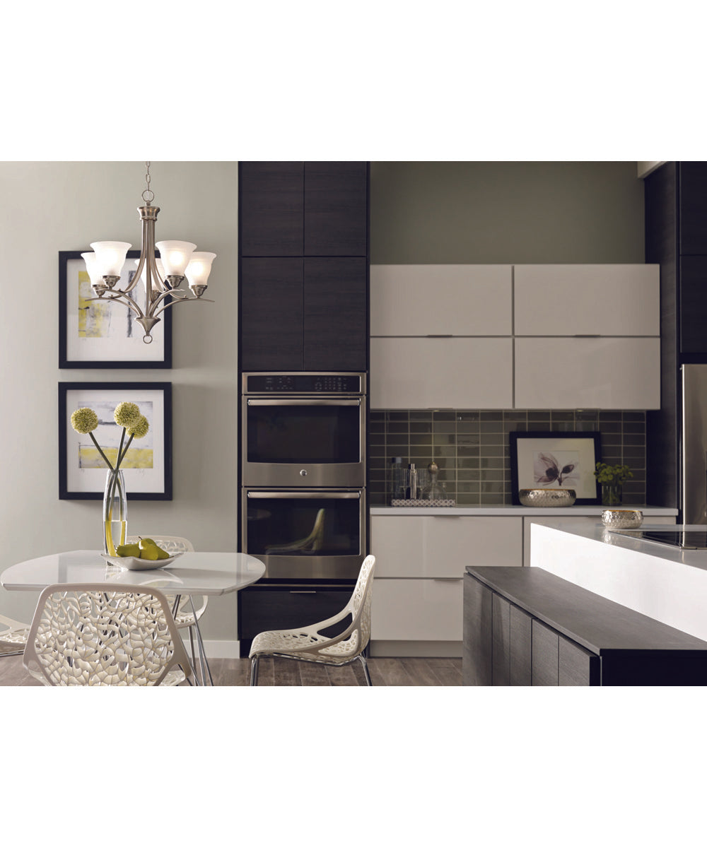 Trinity 5-Light Etched Glass Traditional Chandelier Light Brushed Nickel