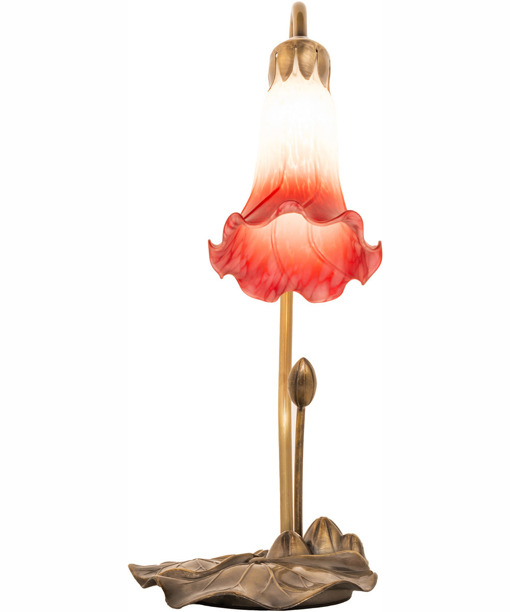 16" High Red/White Tiffany Pond Lily Accent Lamp