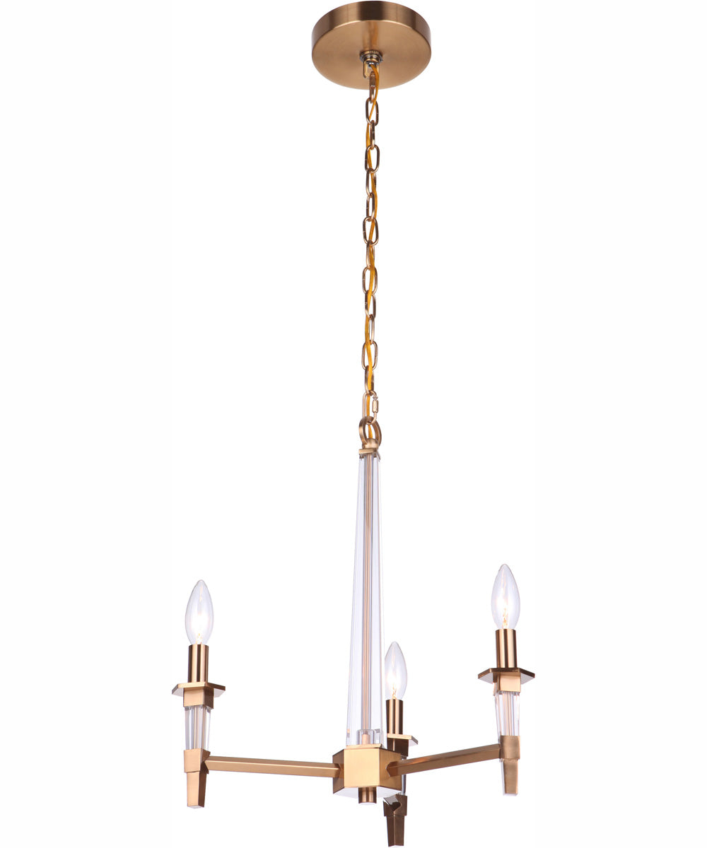 Tarryn 3-Light Chandelier Satin Brass