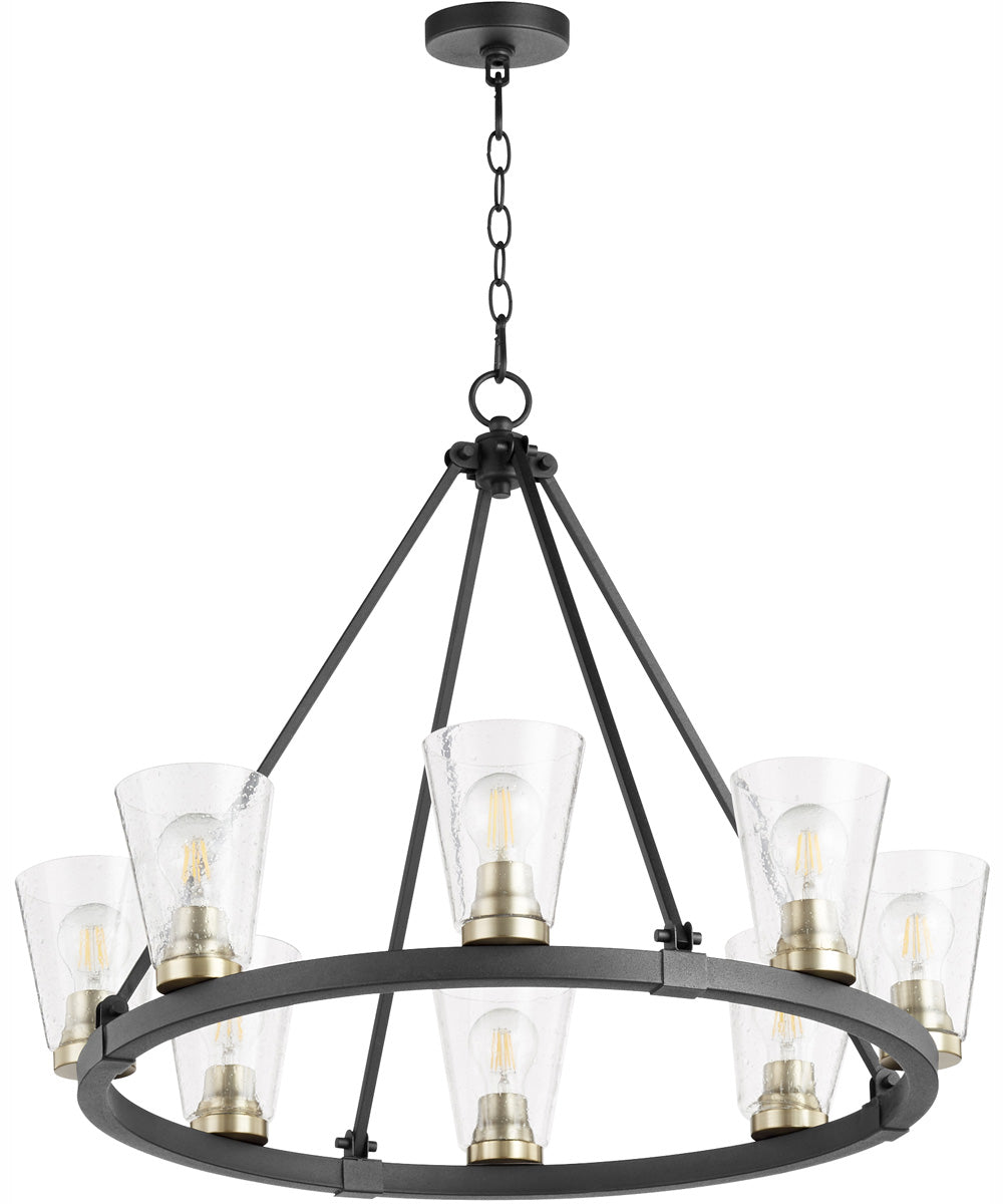 Paxton 8-light Chandelier Textured Black w/ Aged Brass