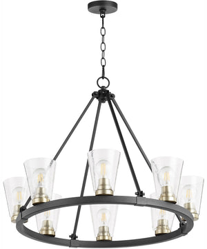 Paxton 8-light Chandelier Textured Black w/ Aged Brass