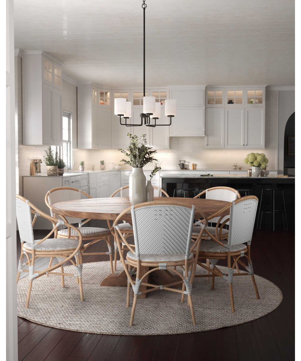 Merry 5-Light Etched Glass Transitional Style Chandelier Light Matte Black