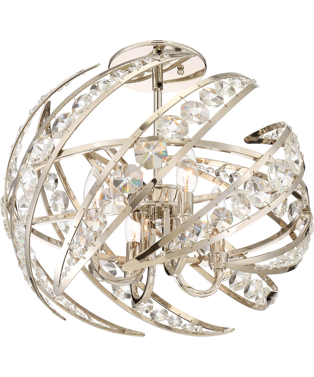 Crescent 4-light Semi Flush Mount Polished Nickel