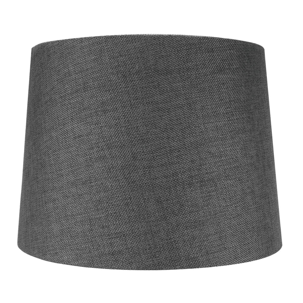 14"W 2 Light Swag Plug-In Pendant  Drum Granite Gray Burlap with Diffuser Black Cord