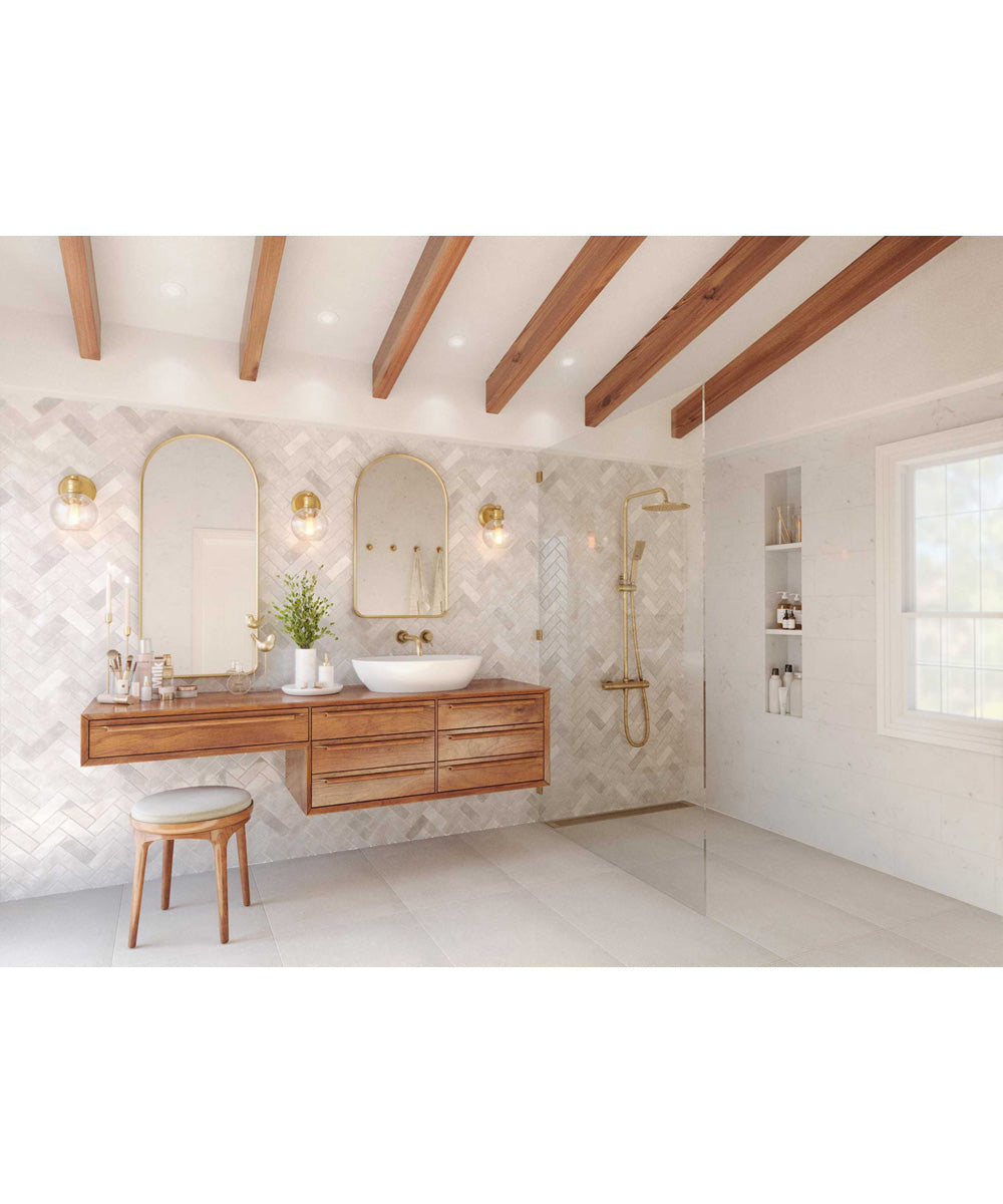 Hansford  1-Light Clear Glass Farmhouse Bath Vanity Light Vintage Brass