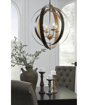 24"W Makani Metal Pendant Light (1/CN) Black/Gold