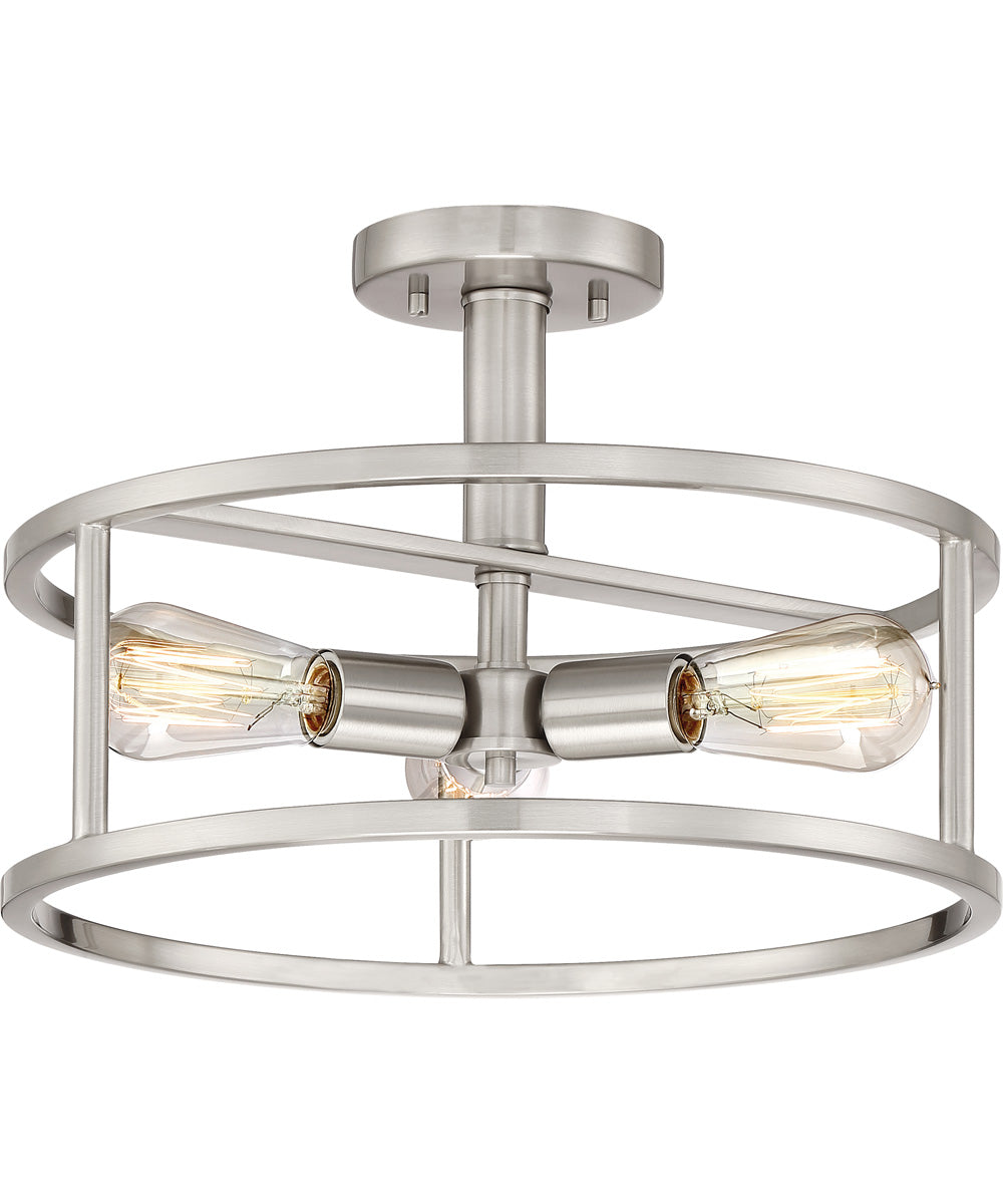 New Harbor 3-light Semi Flush Mount Brushed Nickel