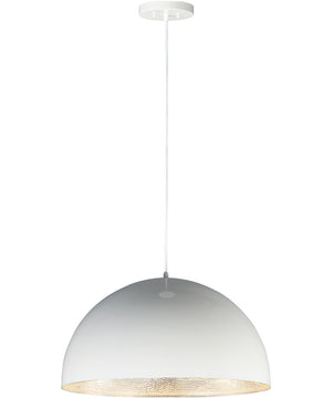 24"W Hemisphere LED 1-Light Pendant Gloss White / Aluminum