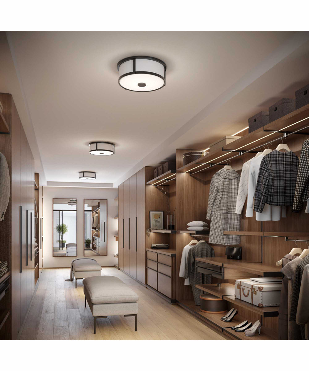 Gilliam 12--5/8 in. 2-Light New Traditional Flush Mount Matte Black