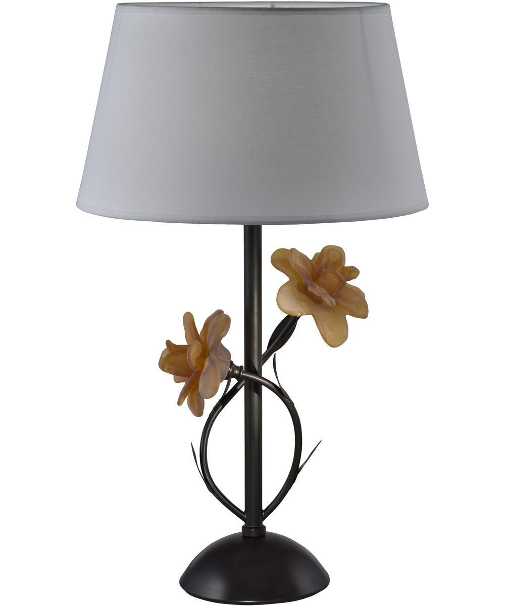 24.25 Inch H 2-Flower Rose Handcrafted Art Glass Table Lamp