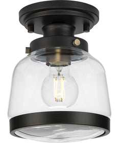 Judson 8" 1-Light Farmhouse Clear Glass Semi-Flush Mount Light Antique Bronze