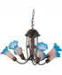 24" Wide Pink/Blue Tiffany Pond Lily 7 Light Chandelier