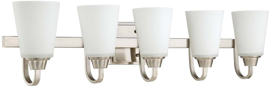 37"W Grace 5-Light Bath Vanity Light Brushed Polished Nickel