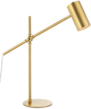 25"H 1-Light Desk Lamp Metal in Brushed Gold with a Metal Shade