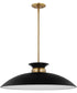 Perkins 1-Light Pendant Matte Black / Burnished Brass