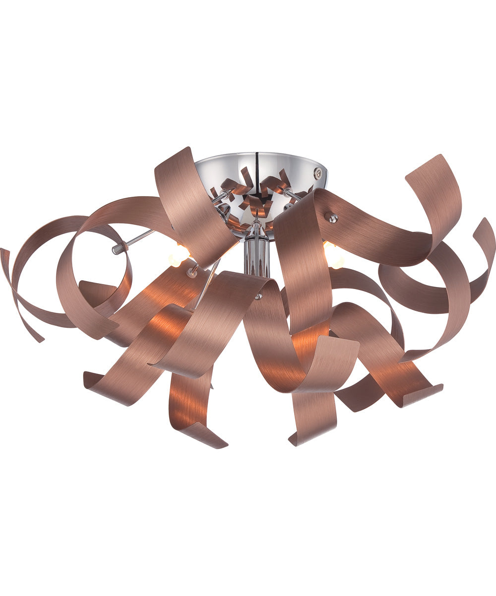 Ribbons Large 4-light Flush Mount Satin Copper