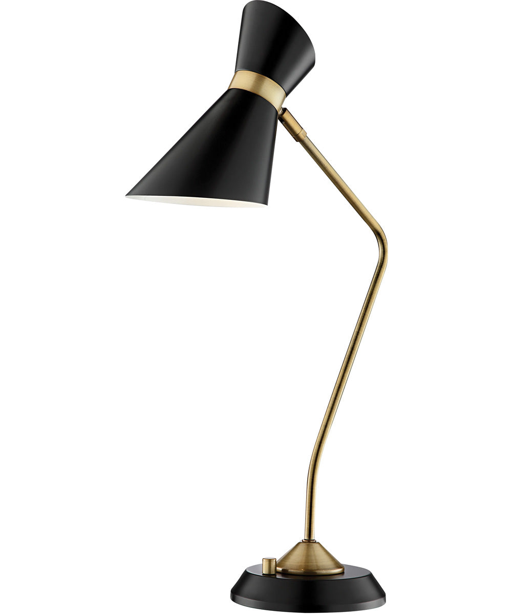 Jared 1-Light Desk/Table Lamp Ab Finished/Black/Metal Shade