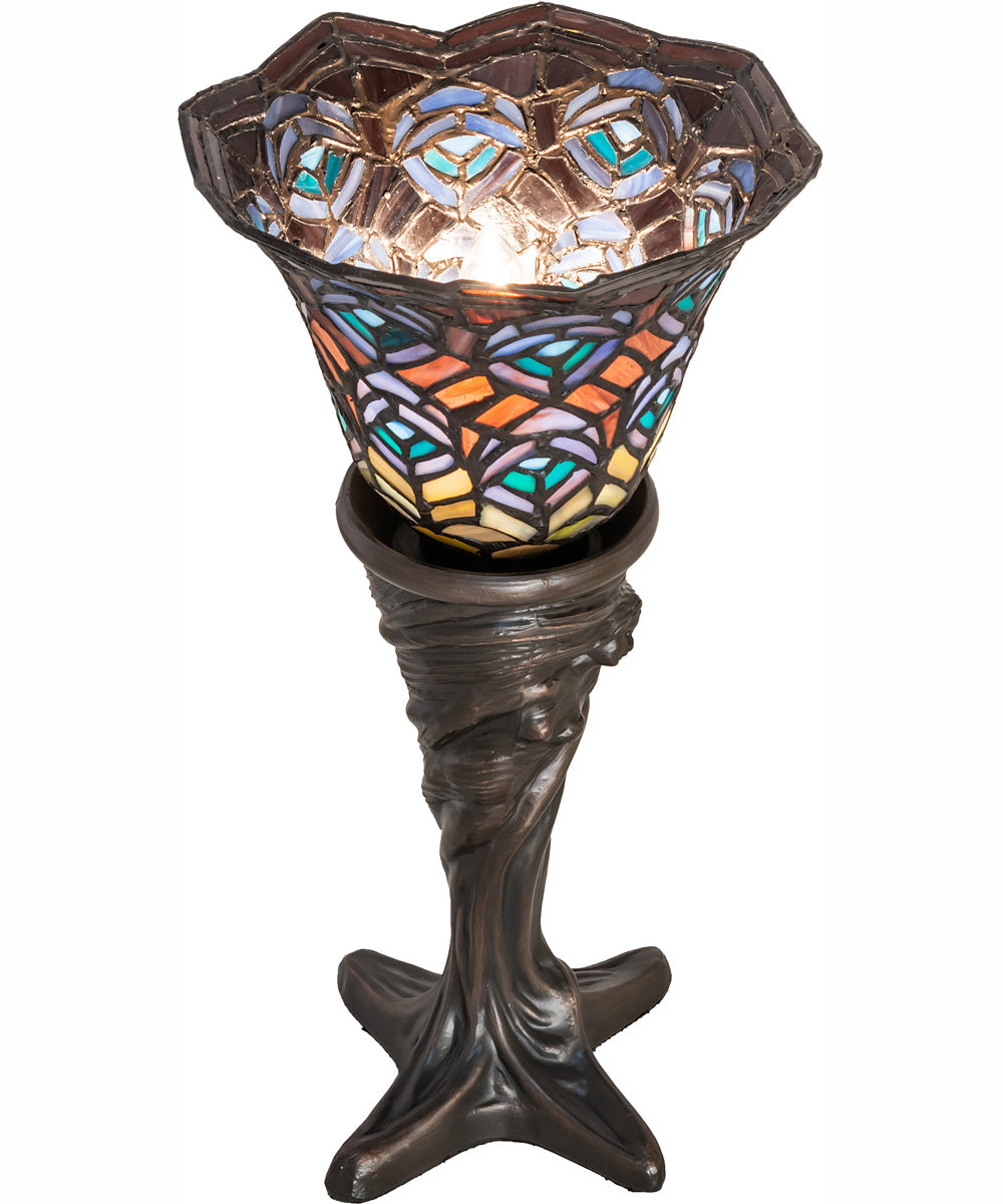 16" High Tiffany Peacock Feather Mini Lamp