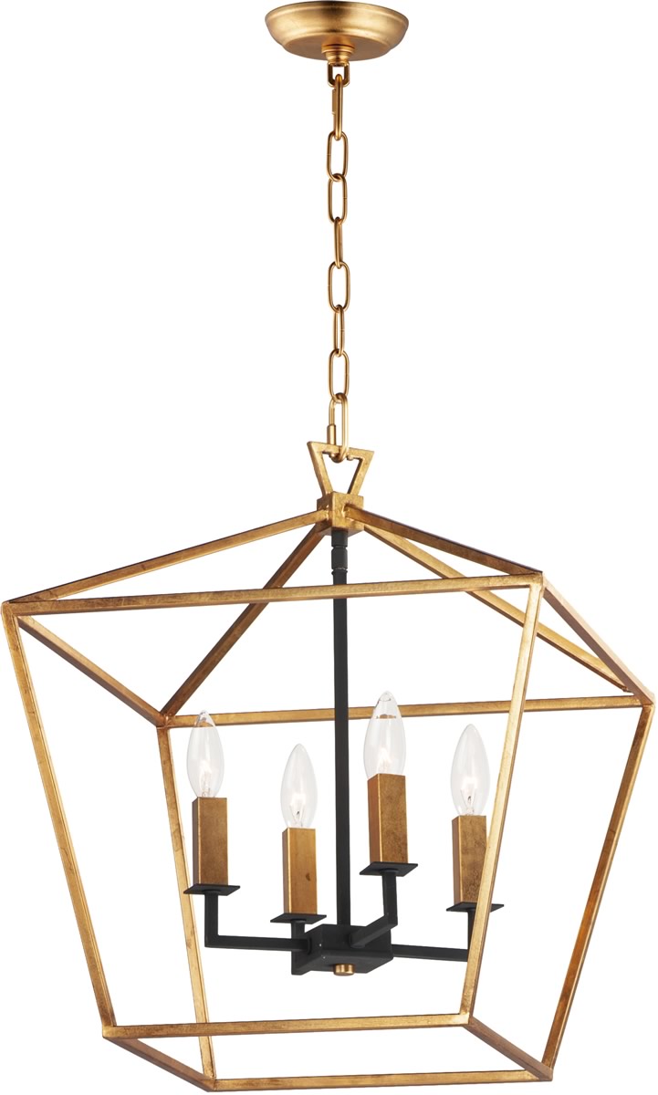 18"W Abode 4-Light Chandelier Gold Leaf / Textured Black