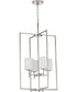 Replay 4-Light Etched White Glass Modern Pendant Light Polished Nickel