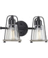 Conway 2-Light Clear Seeded Farmhouse Style Bath Vanity Wall Light Matte Black