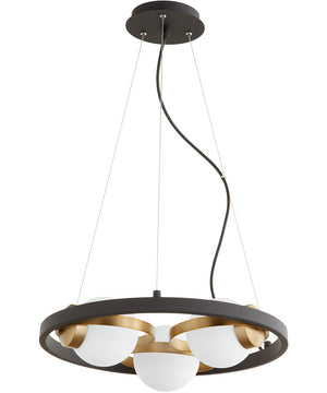 Nimbus 3-light Chandelier Textured Black w/ Aged Brass