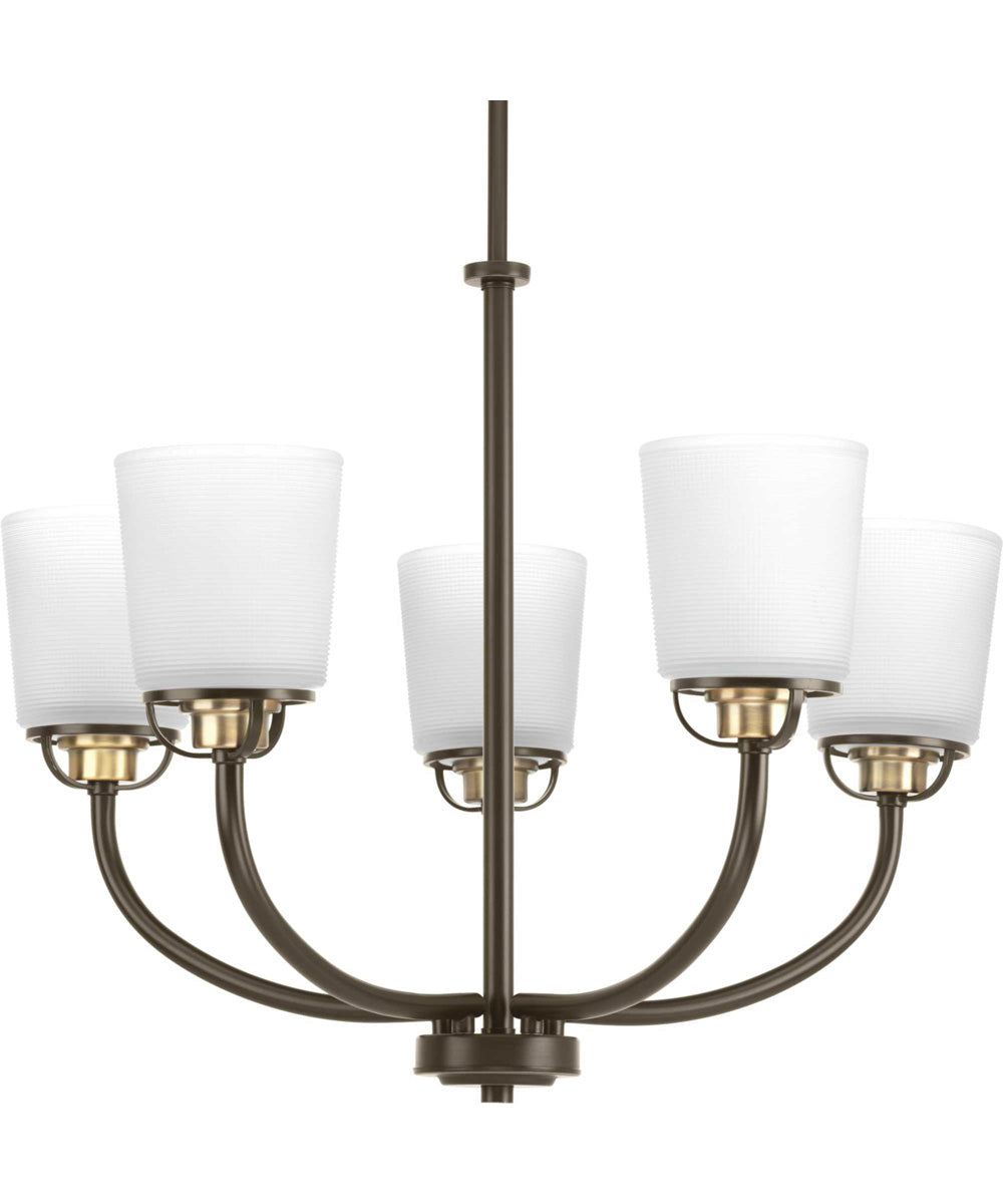 West Village 5-Light Etched Double Prismatic Glass Farmhouse Chandelier Light Antique Bronze