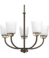 West Village 5-Light Etched Double Prismatic Glass Farmhouse Chandelier Light Antique Bronze