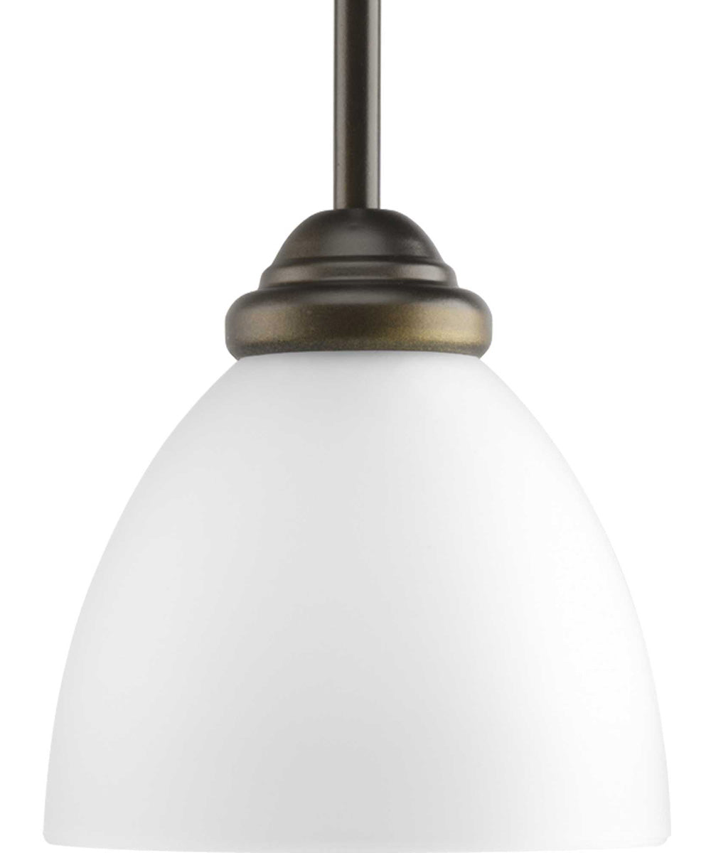 Heart 1-Light Etched Glass Traditional Mini-Pendant Light Antique Bronze