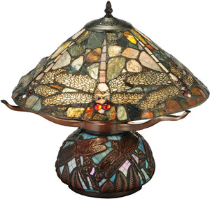 17"H Dragonfly Cut Agata Table Lamp