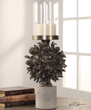 20"H Autograph Tree Antique Bronze Candleholder
