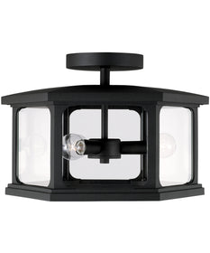 Walton 3-Light Outdoor Semi-Flush Rain or Shine - Black