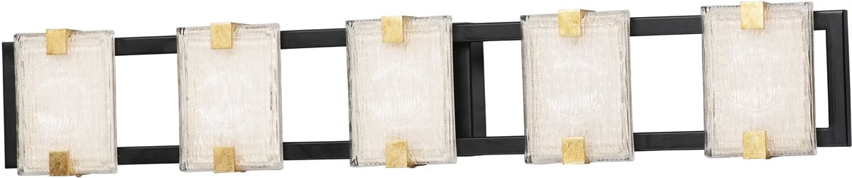35"W Radiant LED 5-Light Bath Vanity Black / Gold Leaf