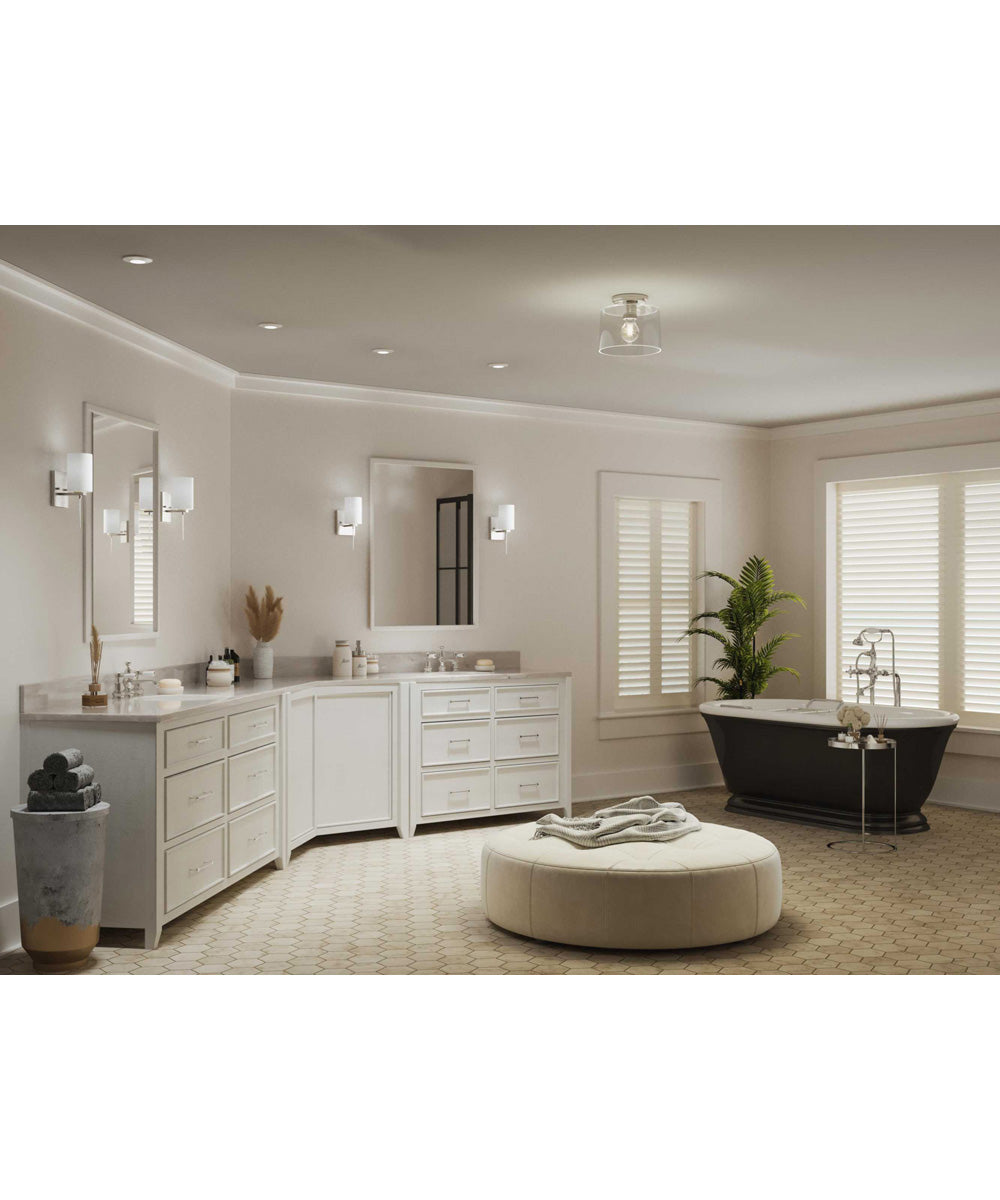 Adley  1-Light Clear Glass New Traditional Flush Mount Light Polished Nickel