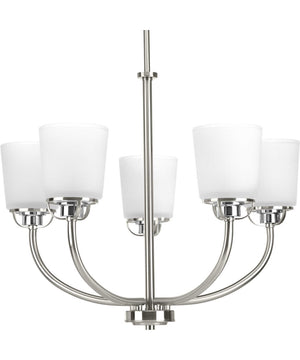 West Village 5-Light Etched Double Prismatic Glass Farmhouse Chandelier Light Brushed Nickel