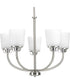 West Village 5-Light Etched Double Prismatic Glass Farmhouse Chandelier Light Brushed Nickel