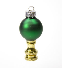 Green glass Christmas Ornament Lamp Finial 2.25"h