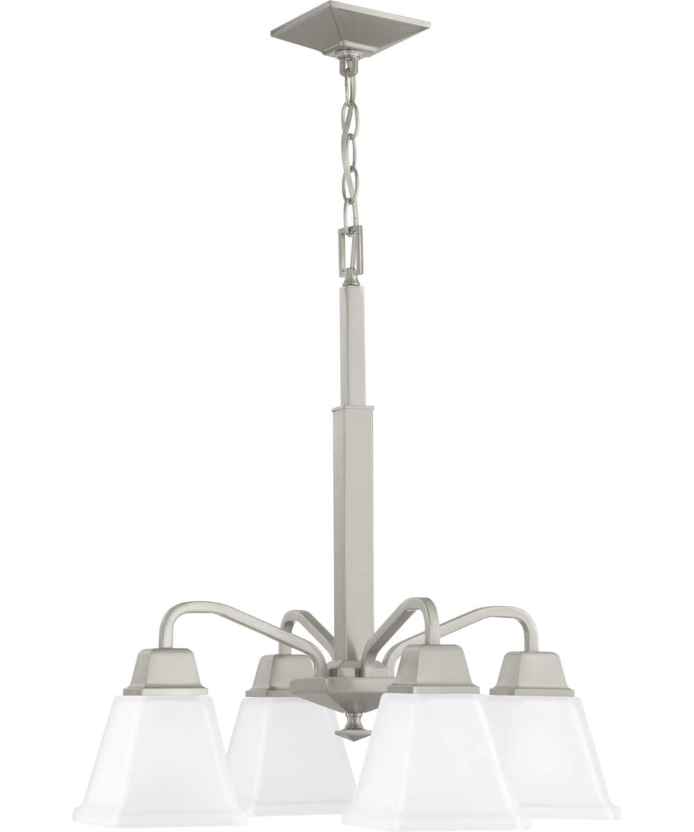 Clifton Heights 4-Light Etched Glass Craftsman Chandelier Light Brushed Nickel