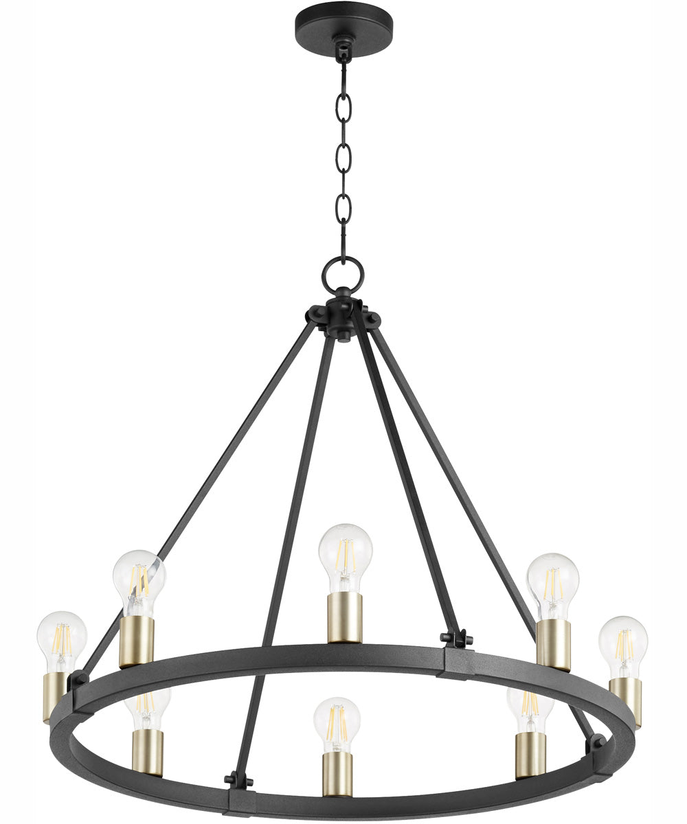 Paxton 8-light Chandelier Textured Black w/ Aged Brass
