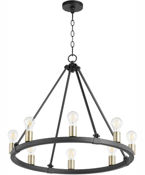 Paxton 8-light Chandelier Textured Black w/ Aged Brass