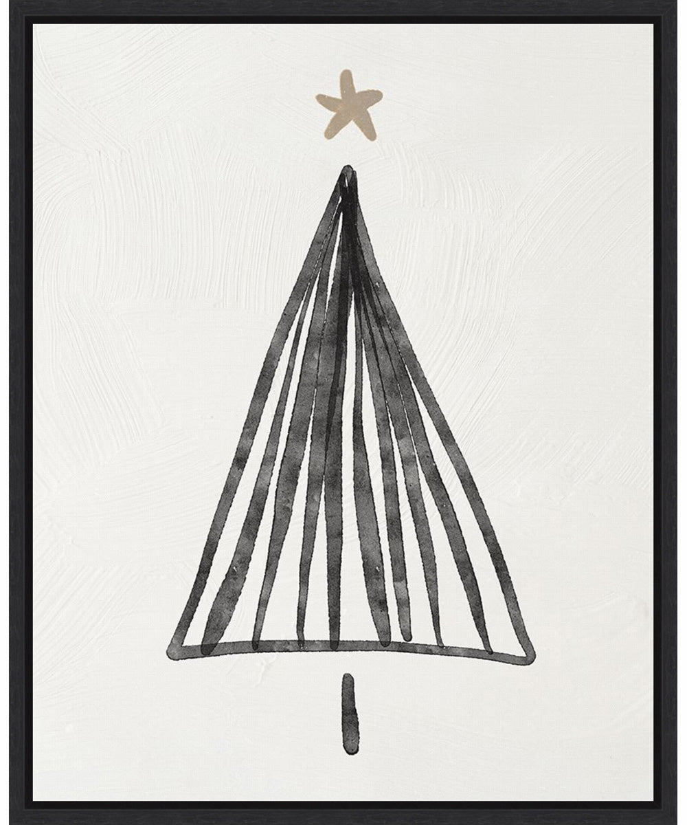 Framed Modern Christmas Tree III by Nina Blue Canvas Wall Art Print (23  W x 28  H), Sylvie Black Frame