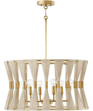 Bianca 6-Light Pendant Bleached Natural Rope and Patinaed Brass